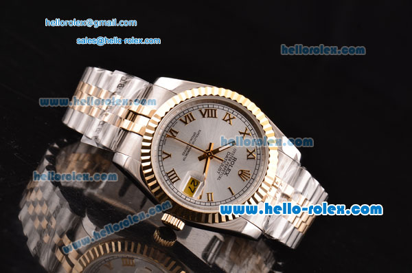 Rolex Datejust Automatic Movement Two Tone Case with Sliver Dial and Roman Marking - Click Image to Close